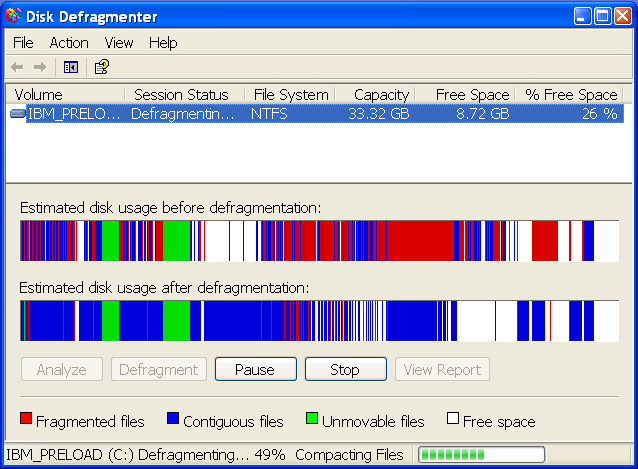 как выполнить дефрагментацию жесткого диска в Windows XP
